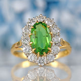 Ellibelle Jewellery Vintage 1982 Green Tourmaline & Diamond 18ct Gold Cluster Ring