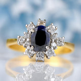 Ellibelle Jewellery Vintage 1982 Sapphire & Diamond 18ct Gold Dress Ring