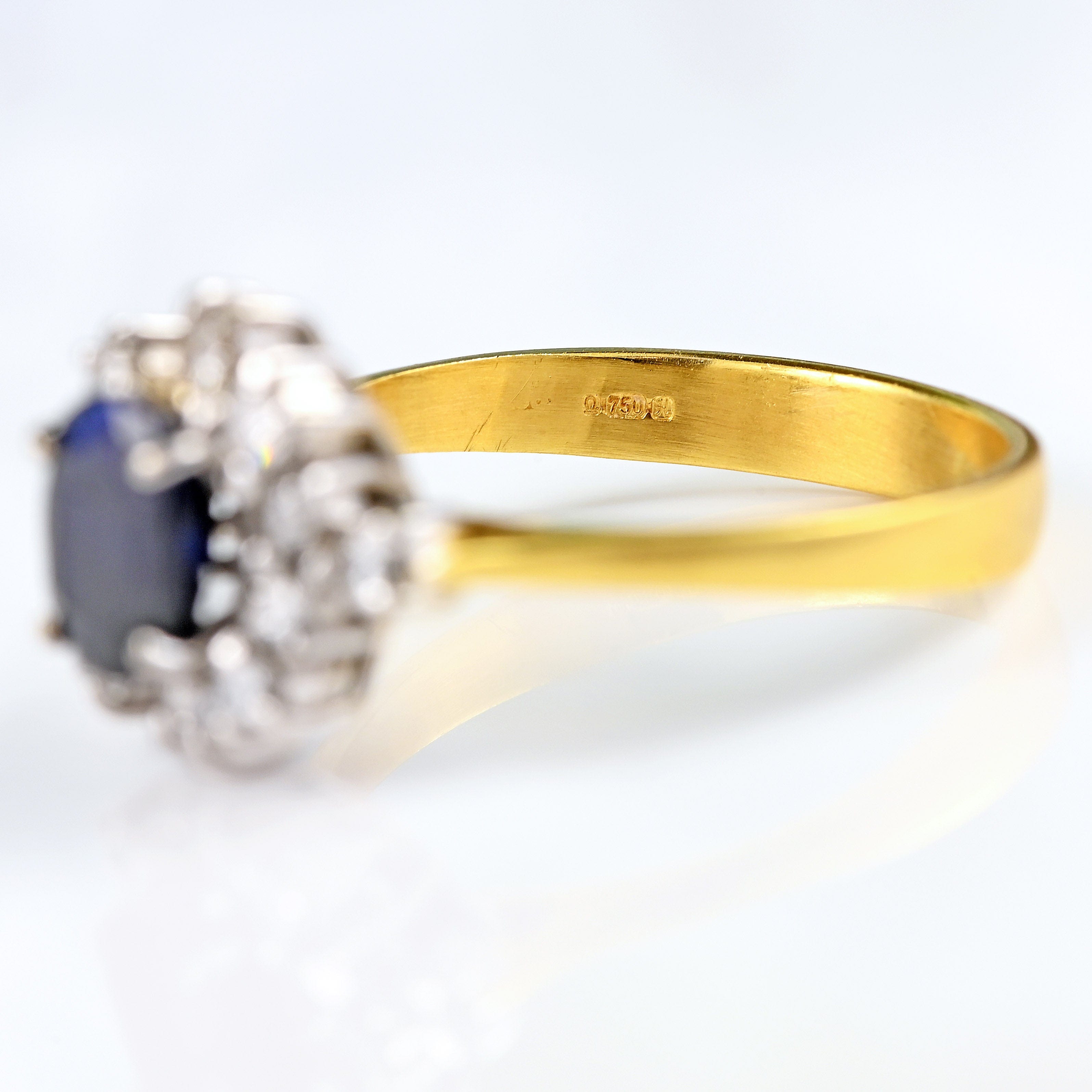 Ellibelle Jewellery Vintage 1982 Sapphire & Diamond 18ct Gold Dress Ring