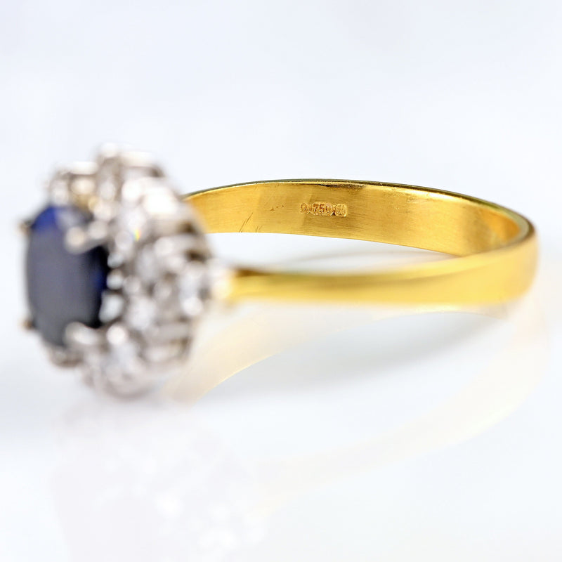 Ellibelle Jewellery Vintage 1982 Sapphire & Diamond 18ct Gold Dress Ring