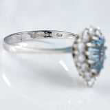 Ellibelle Jewellery Vintage 1983 Aquamarine & Diamond 18ct White Gold Pear-Shaped Cluster Ring