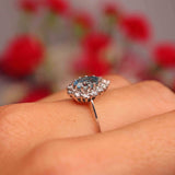 Ellibelle Jewellery Vintage 1983 Aquamarine & Diamond 18ct White Gold Pear-Shaped Cluster Ring