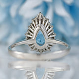 Ellibelle Jewellery Vintage 1983 Aquamarine & Diamond 18ct White Gold Pear-Shaped Cluster Ring