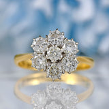 Ellibelle Jewellery Vintage 1983 Diamond 18ct Gold Daisy Cluster Ring (1.00ct)