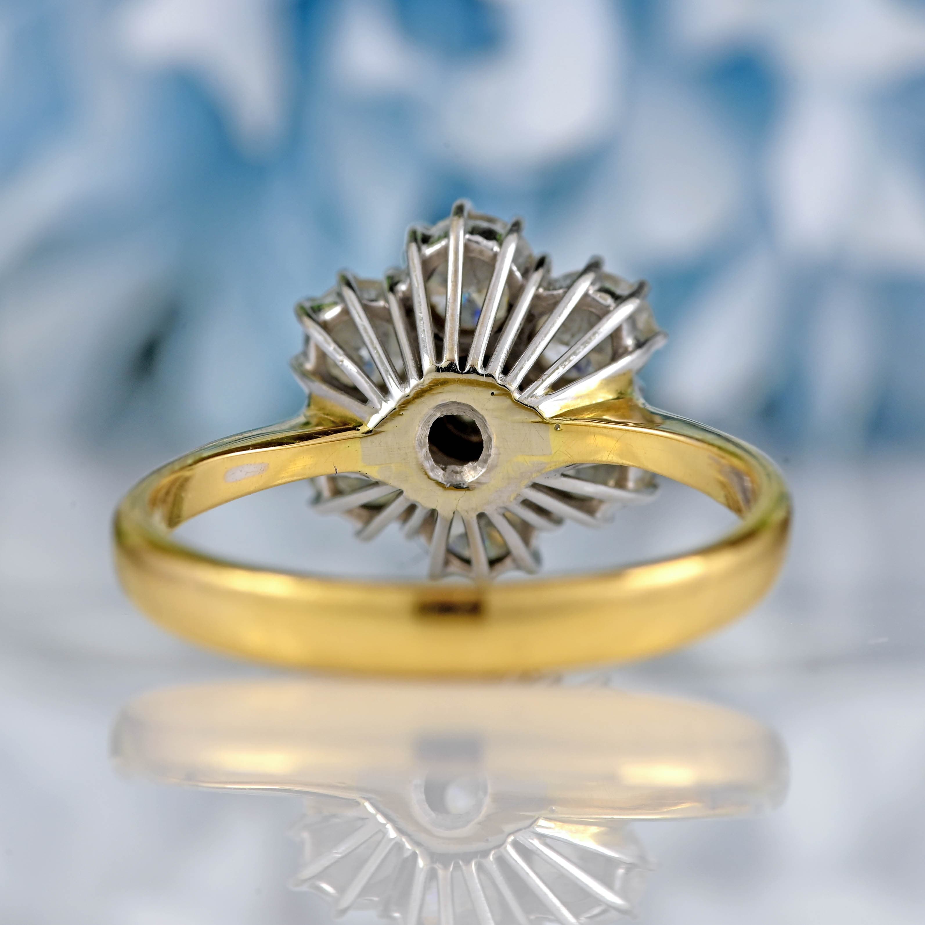 Ellibelle Jewellery Vintage 1983 Diamond 18ct Gold Daisy Cluster Ring (1.00ct)