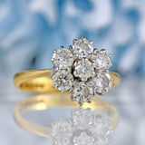 Ellibelle Jewellery Vintage 1983 Diamond 18ct Gold Daisy Cluster Ring (1.00ct)