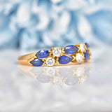 Ellibelle Jewellery Vintage 1983 Marquise Sapphire & Diamond 18ct Gold Ring