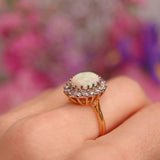 Ellibelle Jewellery Vintage 1983 Opal & Diamond 18ct Gold Cluster Ring (1.68cts)