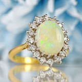 Ellibelle Jewellery Vintage 1983 Opal & Diamond 18ct Gold Cluster Ring (1.68cts)