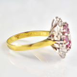 Ellibelle Jewellery Vintage 1983 Ruby & Diamond 18ct Gold Cluster Dress Ring