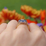 Ellibelle Jewellery Vintage 1983 Sapphire & Diamond 18ct Gold Cluster Ring