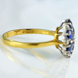 Ellibelle Jewellery Vintage 1983 Sapphire & Diamond 18ct Gold Cluster Ring