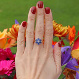 Ellibelle Jewellery Vintage 1983 Sapphire & Diamond 18ct Gold Cluster Ring