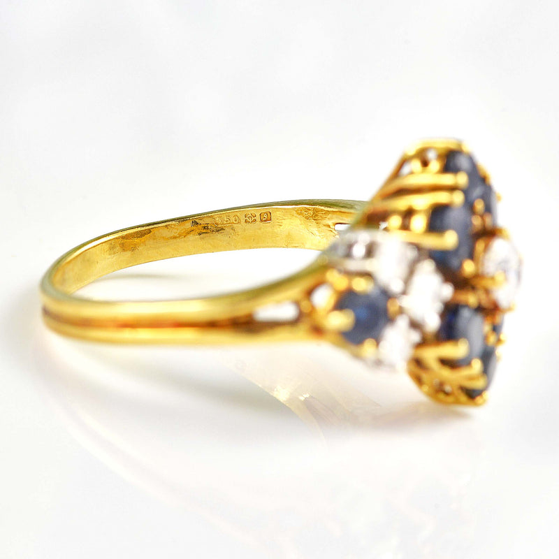 Ellibelle Jewellery Vintage 1983 Sapphire & Diamond Gold Statement Ring