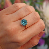 Ellibelle Jewellery Vintage 1984 Blue Zircon 9ct Gold Solitaire Ring