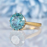 Ellibelle Jewellery Vintage 1984 Blue Zircon 9ct Gold Solitaire Ring