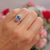 Ellibelle Jewellery Vintage 1984 Ceylon Sapphire & Diamond 18ct Gold Cluster Ring (2.87cts)