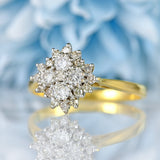 Ellibelle Jewellery Vintage 1984 Diamond 18ct Gold Cluster Ring (0.48cts)
