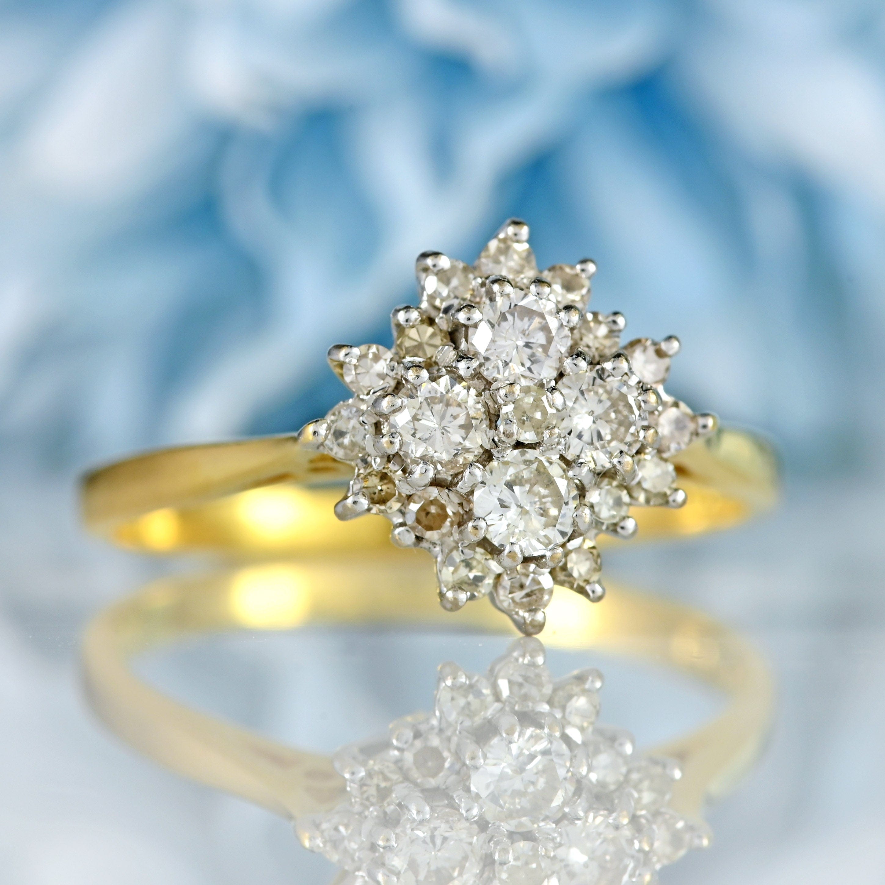 Ellibelle Jewellery Vintage 1984 Diamond 18ct Gold Cluster Ring (0.48cts)