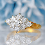 Ellibelle Jewellery Vintage 1984 Diamond 18ct Gold Nine-Stone Cluster Ring (0.85cts)