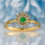 Ellibelle Jewellery Vintage 1984 Emerald & Diamond 18ct Gold Double-Cluster Ring