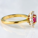 Ellibelle Jewellery Vintage 1984 Ruby & Diamond 18ct Gold Cluster Ring