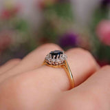 Ellibelle Jewellery Vintage 1984 Sapphire & Diamond 18ct Gold Cluster Ring (0.96cts)