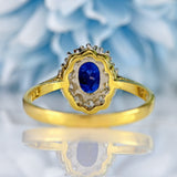 Ellibelle Jewellery Vintage 1984 Sapphire & Diamond 18ct Gold Cluster Ring (0.96cts)