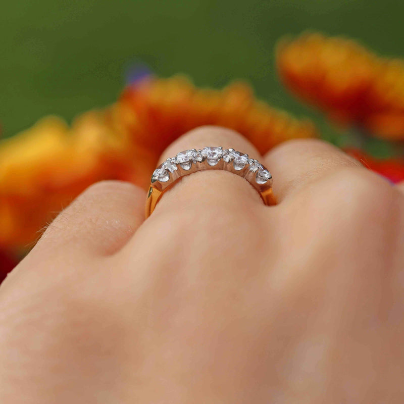 Ellibelle Jewellery Vintage 1985 18ct Gold Diamond Five-Stone Half Eternity Band Ring (0.75cts)