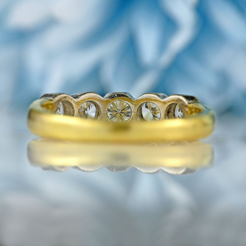 Ellibelle Jewellery Vintage 1985 18ct Gold Diamond Five-Stone Half Eternity Band Ring (0.75cts)
