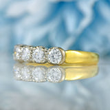 Ellibelle Jewellery Vintage 1985 18ct Gold Diamond Five-Stone Half Eternity Band Ring (0.75cts)