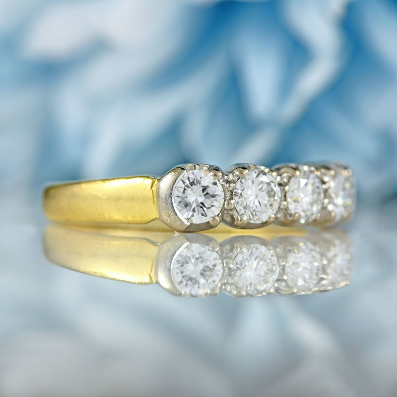 Ellibelle Jewellery Vintage 1985 18ct Gold Diamond Five-Stone Half Eternity Band Ring (0.75cts)