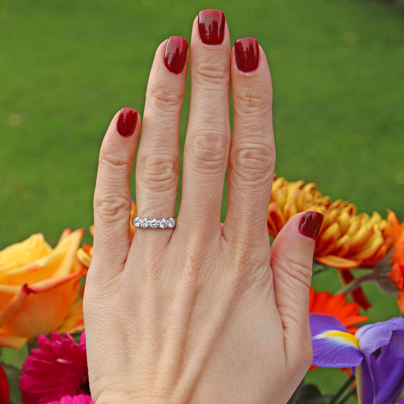 Ellibelle Jewellery Vintage 1985 18ct Gold Diamond Five-Stone Half Eternity Band Ring (0.75cts)