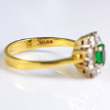 Ellibelle Jewellery Vintage 1985 Emerald & Diamond 18ct Gold Cluster Ring