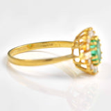 Ellibelle Jewellery Vintage 1985 Emerald & Diamond 18ct Gold Cluster Ring