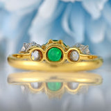 Ellibelle Jewellery Vintage 1985 Emerald & Diamond 18ct Gold Three-Stone Trilogy Engagement Ring (0.53cts)