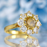 Ellibelle Jewellery Vintage 1985 Fancy Yellow Diamond 18ct Gold Cluster Engagement Ring