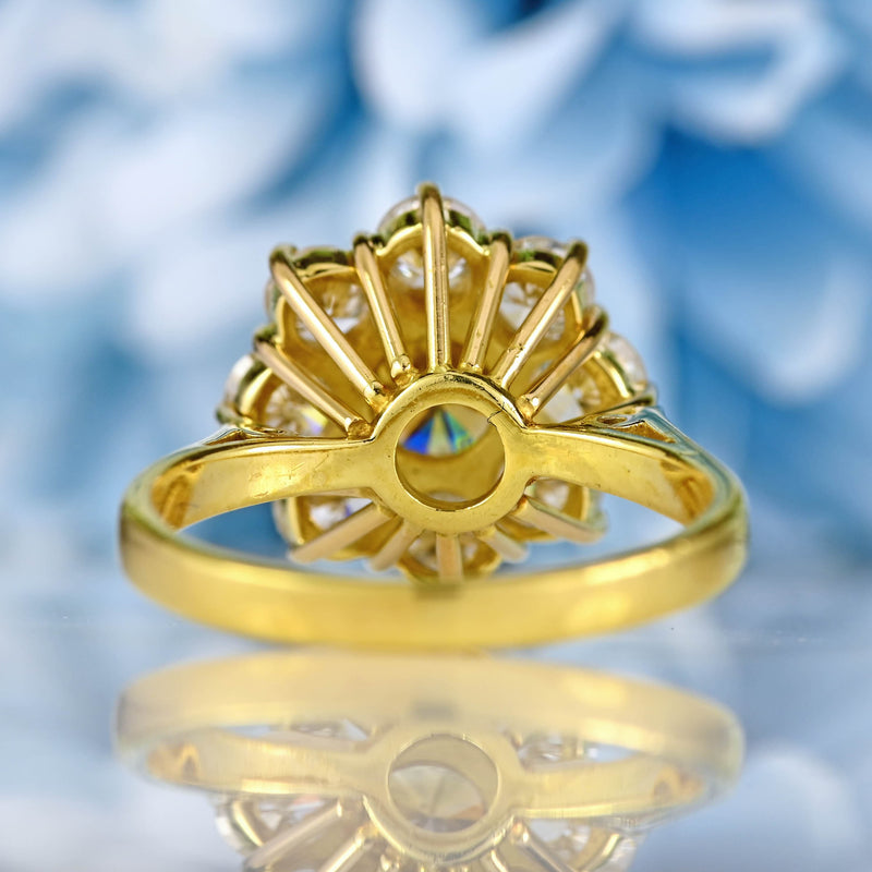 Ellibelle Jewellery Vintage 1985 Fancy Yellow Diamond 18ct Gold Cluster Engagement Ring