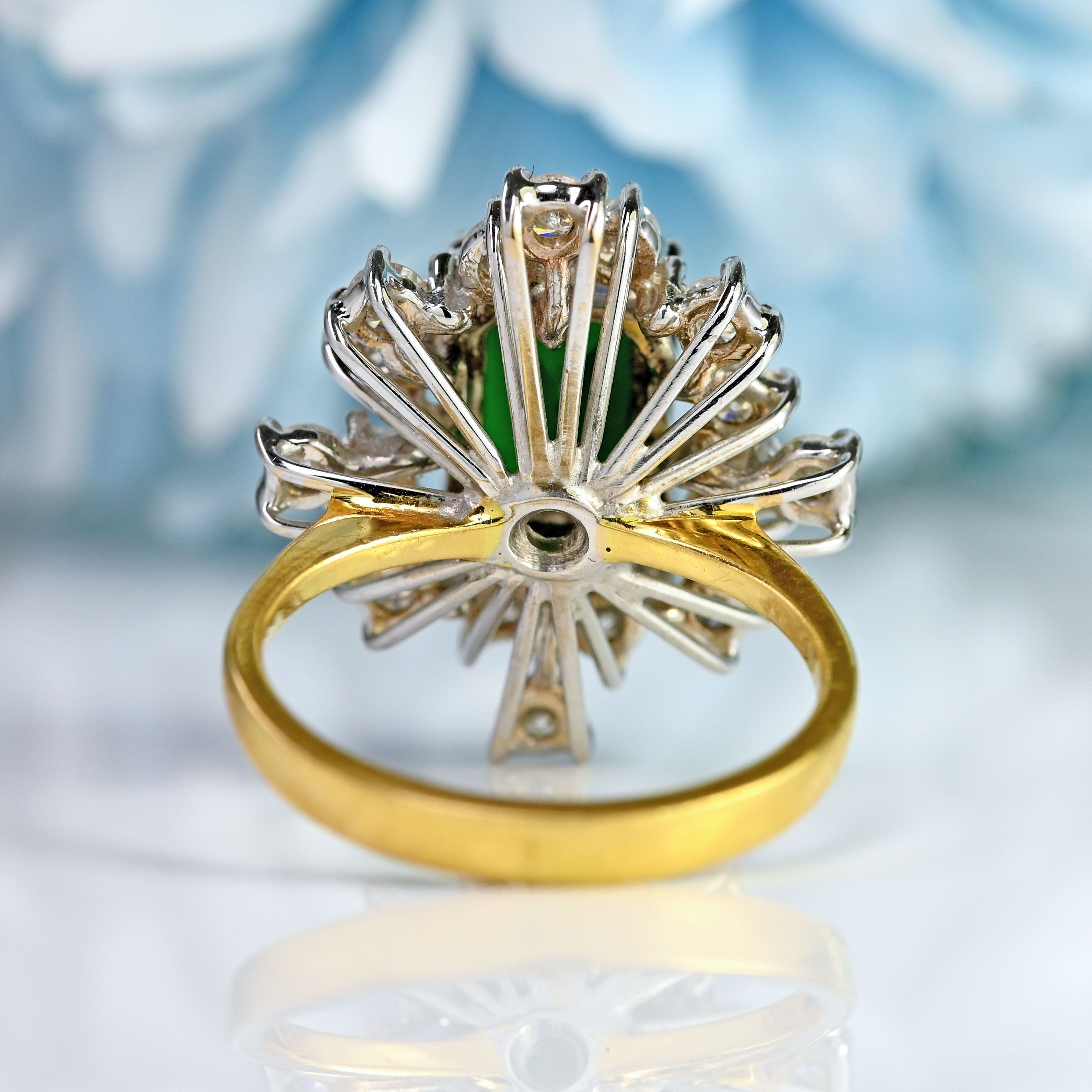 Ellibelle Jewellery Vintage 1985 Green Tourmaline & Diamond 18ct Gold Cocktail Ring