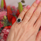 Ellibelle Jewellery Vintage 1985 Green Tourmaline & Diamond 18ct Gold Cocktail Ring