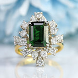 Ellibelle Jewellery Vintage 1985 Green Tourmaline & Diamond 18ct Gold Cocktail Ring