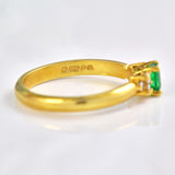 Ellibelle Jewellery Vintage 1985 Natural Emerald & Diamond 18ct Gold Ring