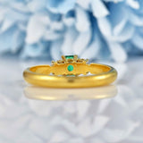 Ellibelle Jewellery Vintage 1985 Natural Emerald & Diamond 18ct Gold Ring