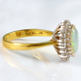 Ellibelle Jewellery Vintage 1985 Opal & Diamond 18ct Gold Cluster Ring