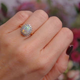 Ellibelle Jewellery Vintage 1985 Opal & Diamond 18ct Gold Cluster Ring