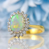 Ellibelle Jewellery Vintage 1985 Opal & Diamond 18ct Gold Cluster Ring