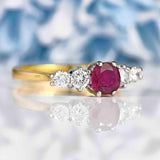 Ellibelle Jewellery Vintage 1985 Ruby & Diamond 18ct Gold Five-Stone Ring