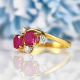 Ellibelle Jewellery Vintage 1985 Ruby & Diamond 18ct Gold Ring