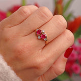 Ellibelle Jewellery Vintage 1985 Ruby & Diamond 18ct Gold Ring