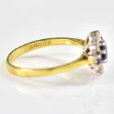 Ellibelle Jewellery Vintage 1985 Sapphire & Diamond 18ct Gold Cluster Ring